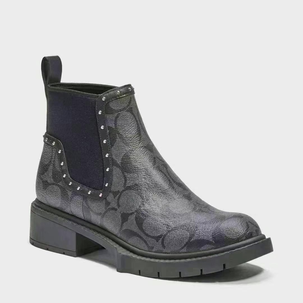 Coach Black Ankle Boots with Studded Detail